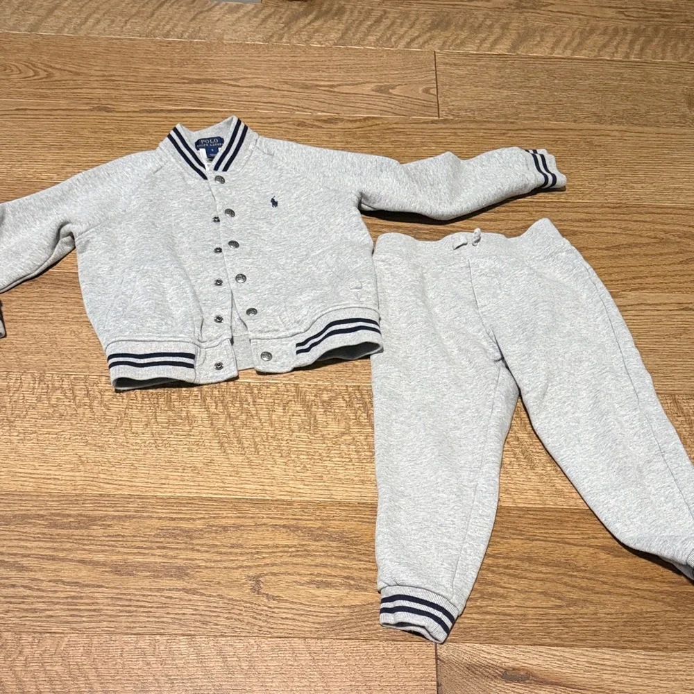 Ralph Lauren Kids Light Gray Sweatshirt Jacket & Joggers Set